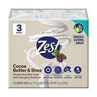 Zest Indulgen Cocoa Butter & Shea Bar Soap 3pk