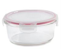 Glass Container Round Red