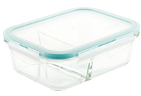 Glass Container Divided Rectangular Blue